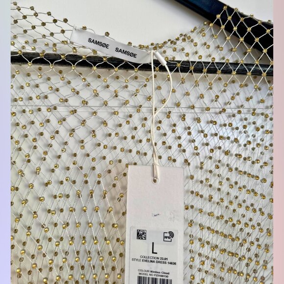 Samsoe Collection 23.01 Evelina Dress – Nimbus Cloud Sz L - Picture 7 of 8